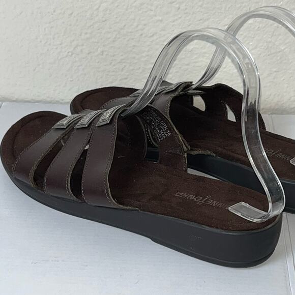 MINNETONKA Brown Leather Slip On Sandals Western Boho Women's Size 10 - Picture 11 of 16